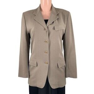 Calvin‎ Klein Womens Blazer Suit Jacket Formal Single Breasted Wool Tan Size 6